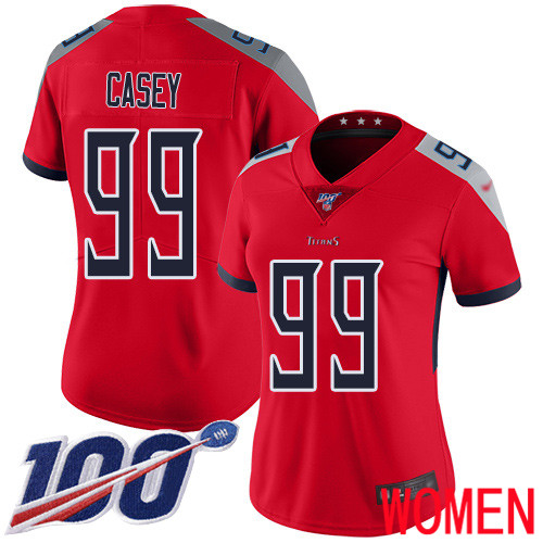 Tennessee Titans Limited Red Women Jurrell Casey Jersey NFL Football #99 100th Season Inverted Legend